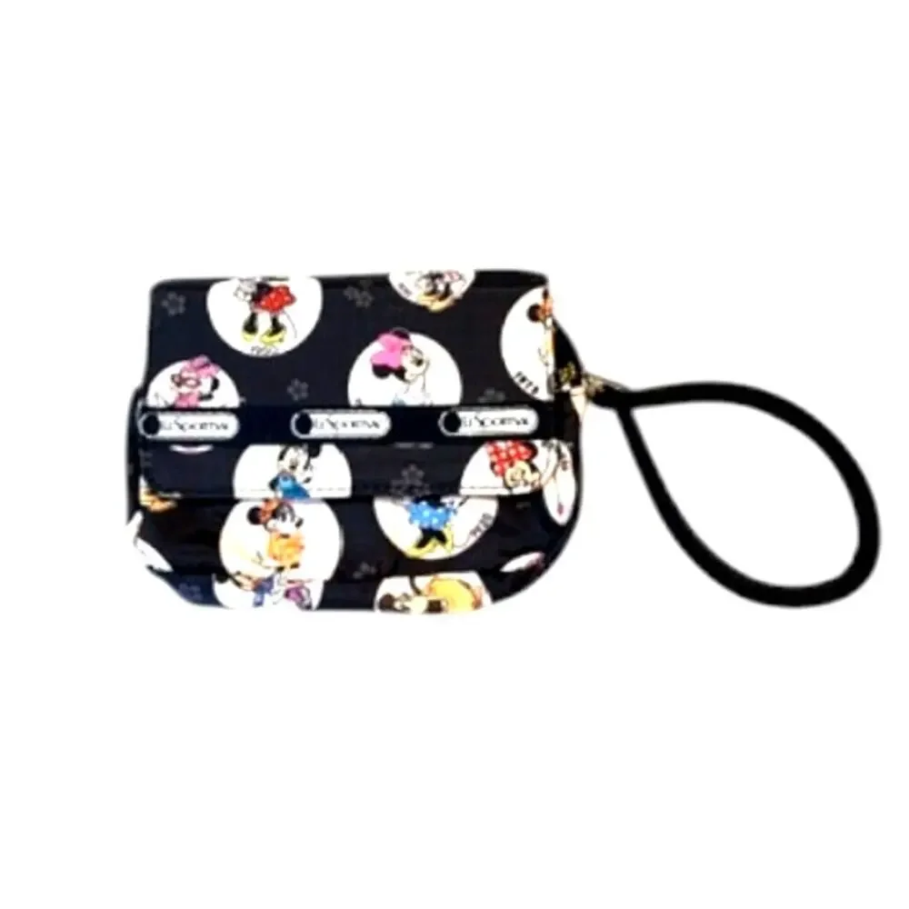LeSportsac Disney Minnie Mouse Wallet Wristlet Black Pink Zip Pouch RARE